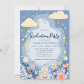 Clouds Stars Burg Kindergarten Abschluss Foto Einladung (Vorderseite)