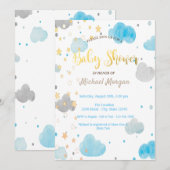 Clouds & Stars Kinderdusche Einladung (Vorne/Hinten)