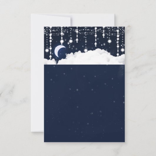 Clouds & Stars Sparkle Celestial Wedding RSVP Card (Rückseite)