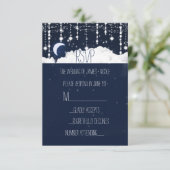 Clouds & Stars Sparkle Celestial Wedding RSVP Card Karte (Stehend Vorderseite)