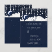 Clouds & Stars Sparkle Celestial Wedding RSVP Card Karte (Vorne/Hinten)