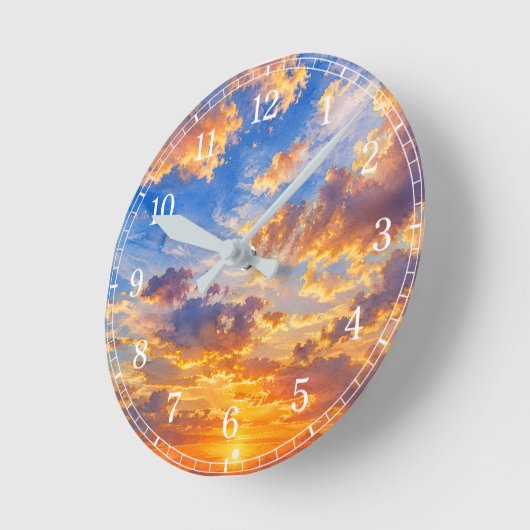 Clouds Wall Clock — Sky-Inspired Design Runde Wanduhr (Winkel)