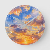 Clouds Wall Clock — Sky-Inspired Design Runde Wanduhr (Vorderseite)