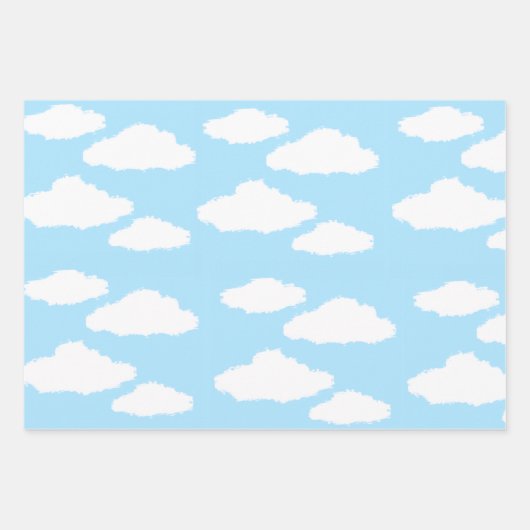 Clouds Wrapping Paper with Blue Background Geschenkpapier Set (Vorderseite 2)