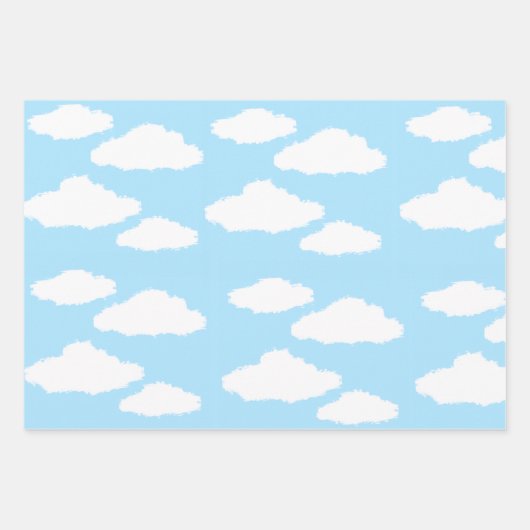 Clouds Wrapping Paper with Blue Background Geschenkpapier Set (Vorderseite)