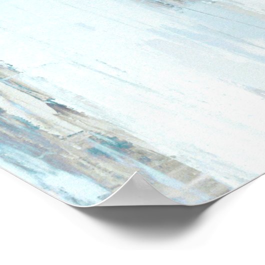 "Cloudy" Aquamarine und beige Abstrakte Kunst Poster (Ecke)