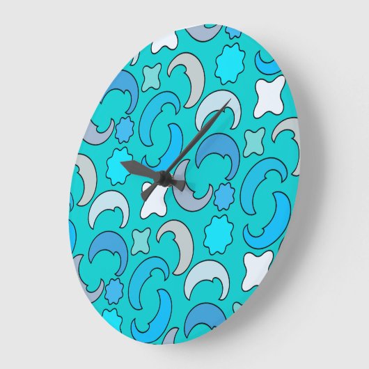 Cloudy Blue Moon Große Wanduhr (Winkel)