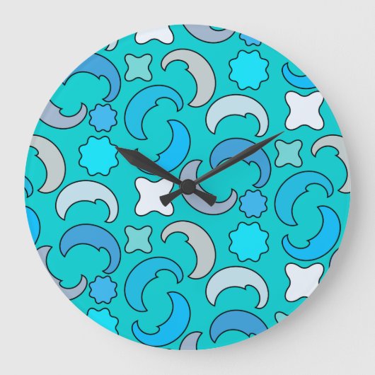 Cloudy Blue Moon Große Wanduhr (Vorderseite)