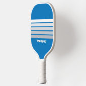 Cloudy Blue Sky Across Striping with Name Pickleball Schläger (Links)