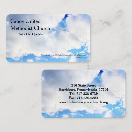 Cloudy Blue Sky Christlicher Minister Pastor Visitenkarte (Vorne/Hinten)
