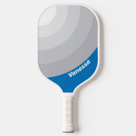 Cloudy Blue Sky Circle Stripe with Name Pickleball Schläger