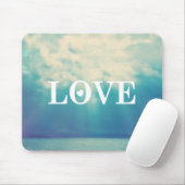 Cloudy Blue Sky Liebe Typografie Mousepad (Mit Mouse)