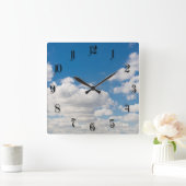 Cloudy blue sky quadratische wanduhr (Zuhause)