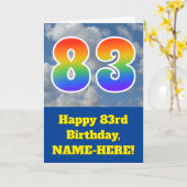 Cloudy Blue Sky, Regenbogenmuster "83" Geburtstag Karte (Gelbe Blume)