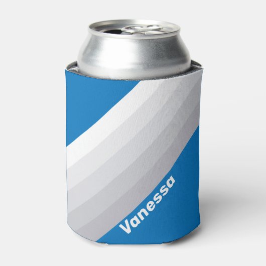 Cloudy Blue Sky Stripes with Name Dosenkühler (Kanne Vorderseite)