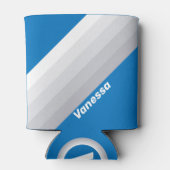 Cloudy Blue Sky Stripes with Name Dosenkühler (Rückseite)