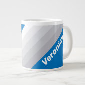 Cloudy Blue Sky Stripes with Name Jumbo-Tasse (Vorderseite Rechts)