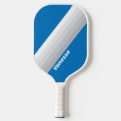 Cloudy Blue Sky Stripes with Name Pickleball Schläger (Rückseite)