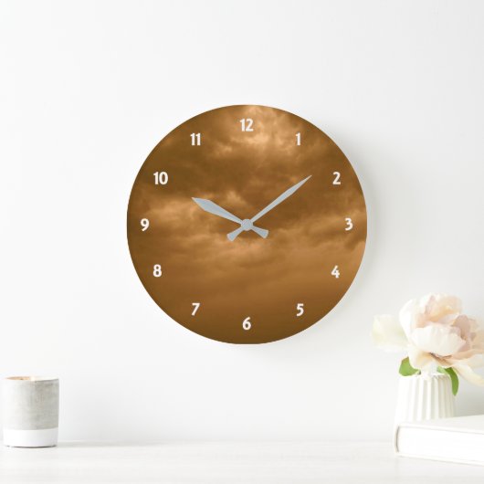 Cloudy Brown Sky Große Wanduhr (Zuhause)