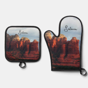 Cloudy Coffee Pot Rock in Sedona Arizona Ofenhandschuh & Topflappen-Set