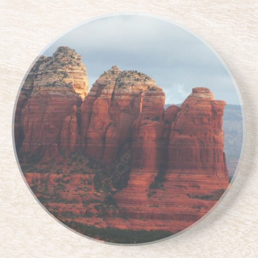 Cloudy Coffee Pot Rock in Sedona Arizona Sandstein Untersetzer (Vorne)