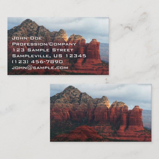 Cloudy Coffee Pot Rock in Sedona Arizona Visitenkarte (Vorne/Hinten)