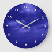 Cloudy Dark Blue Sky Große Wanduhr (Vorderseite)