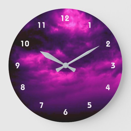 Cloudy Dark Lila Sky Große Wanduhr (Vorderseite)