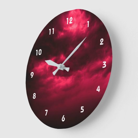 Cloudy Dark Red Sky Große Wanduhr (Winkel)