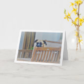 Cloudy Dog Portrait Karte (Gelbe Blume)