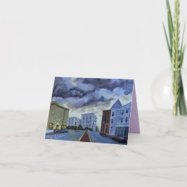 Cloudy Dusk Townscape Art Card Dankeskarte