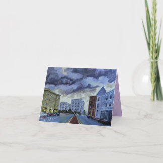Cloudy Dusk Townscape Art Card Dankeskarte