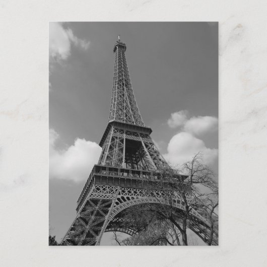 Cloudy Eiffel in Schwarz/Weiß, 2015 Postkarte (Vorderseite)