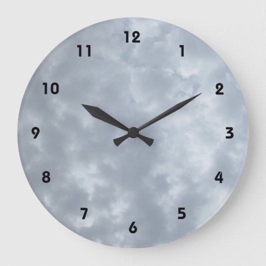 Cloudy Gray Sky Große Wanduhr (Vorderseite)
