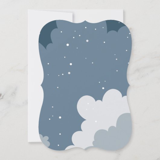 Cloudy Night Sky QR Code Babydusche Vorlage (Rückseite)