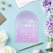 Cloudy Pastel Lila violetter Rahmen Acryleinladungen (Insitu (Hochzeit))