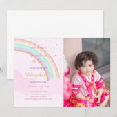Cloudy Rainbow - Einladung zum Geburtstag mit Foto (Vorne/Hinten)