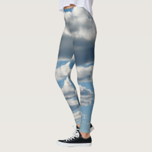 Cloudy Skies Blau und Weiße Leggings