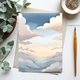 Cloudy Skies | Watercolor Sky Blue Clouds Postkarte