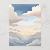 Cloudy Skies | Watercolor Sky Blue Clouds Postkarte (Vorderseite)