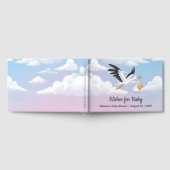 Cloudy Sky Stork Baby Shower Foil Gästebuch (Voll)