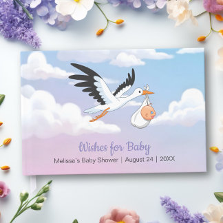Cloudy Sky Stork Baby Shower Gästebuch
