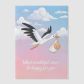 Cloudy Sky Stork Baby Shower Insert Pergament Einladungen (Vorderseite)