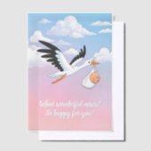 Cloudy Sky Stork Baby Shower Insert Pergament Einladungen (Versetzt)