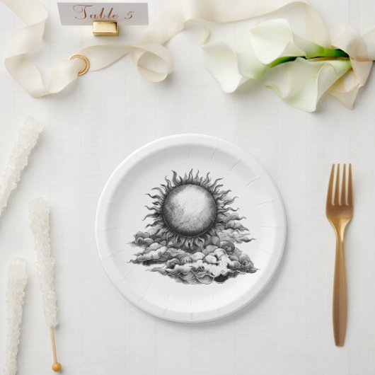 Cloudy Sun Pappteller (Hochzeit)