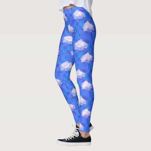 Cloudy Surreal Sky Karo Print Leggings (Links)