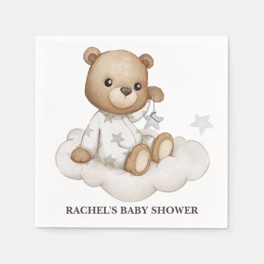 Cloudy Teddy Bear Baby Dusche Napkins Serviette (Vorderseite)