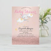 Clous Stars Planet Rose Gold Bokeh Baby Dusche Einladung (Stehend Vorderseite)