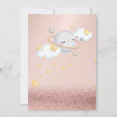 Clous Stars Planet Rose Gold Bokeh Baby Dusche Einladung (Rückseite)