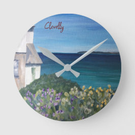 Clovelly Devon Runde Wanduhr
